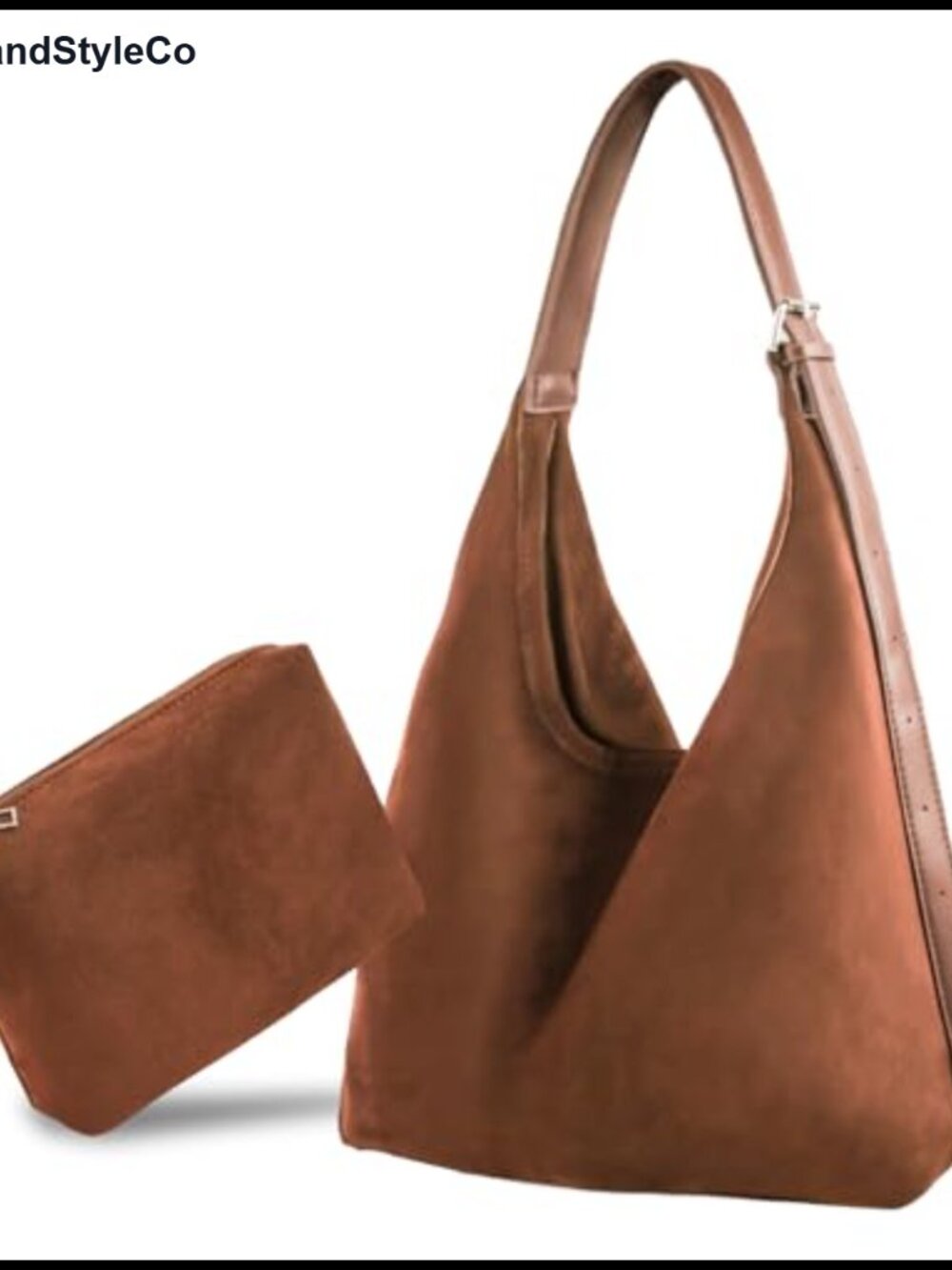 Faux Suede Hobo Tote with Pouch Adjustable Strap Trendy